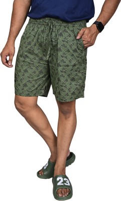 AKD Printed Men Green Casual Shorts, Regular Shorts, Boxer Shorts, Bermuda Shorts