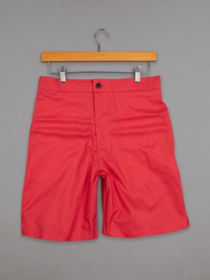 french crown Solid Men Red Casual Shorts