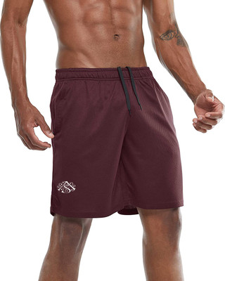 OORA Solid Men Maroon Sports Shorts
