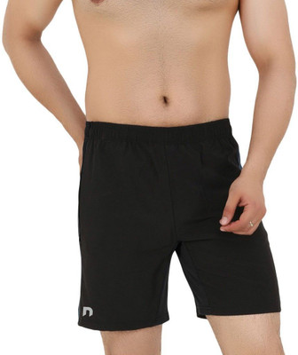 never lose Solid Men Black Sports Shorts