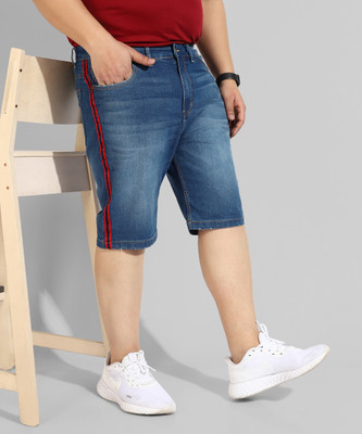 Instafab Plus Dyed/Washed Men Denim Blue Denim Shorts