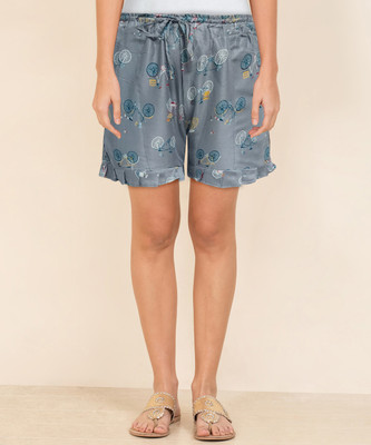 Manoba Printed Women Grey, Multicolor Casual Shorts