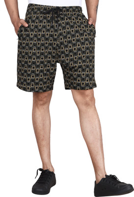 SOUNIK SDS Printed Men Black Regular Shorts