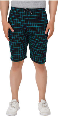 JUST TRY FASHION Checkered Men Black Bermuda Shorts