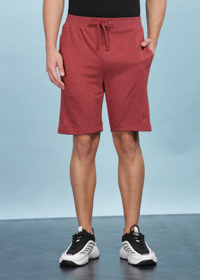 Force NXT Solid Men Red Bermuda Shorts
