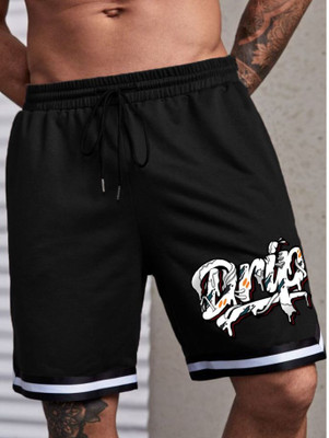 CULISH Printed Men Black Gym Shorts, Running Shorts, Sports Shorts, Regular Shorts