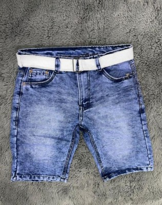 Plus91 Dyed/Washed Men Denim Blue Denim Shorts