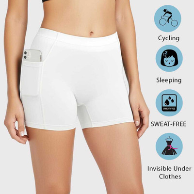 hgs Solid Women White Cycling Shorts