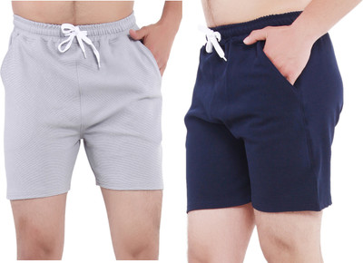 GTwo Solid Men Blue, Grey Basic Shorts