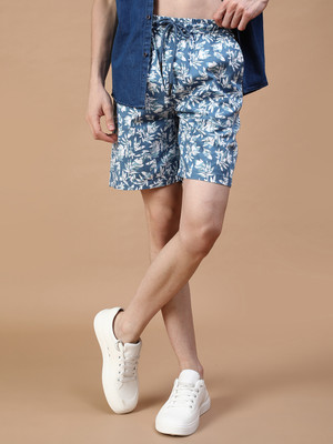 V-MART Printed Men Blue, White Regular Shorts