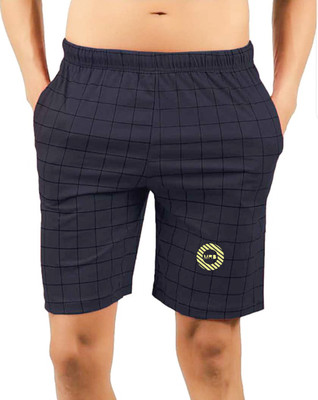 MRB Checkered Men Blue Bermuda Shorts