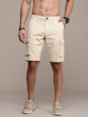 Roadster Solid Men Beige Cargo Shorts