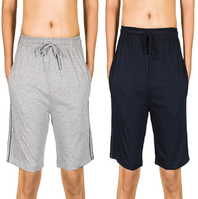 ONE STREET Solid Men Grey, Dark Blue Regular Shorts
