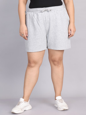 moonaah Solid Women Grey Casual Shorts