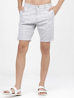 HIGHLANDER Checkered Men Grey, Black Regular Shorts