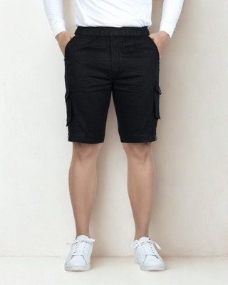 Ho Bindaass Solid Men Black Cargo Shorts