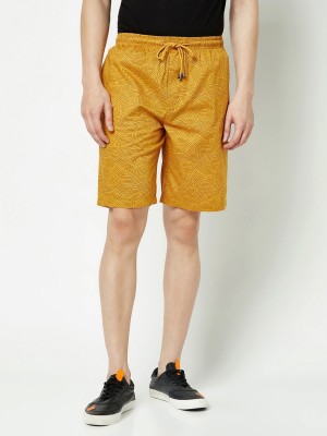 CRIMSOUNE CLUB Printed Men Yellow Basic Shorts
