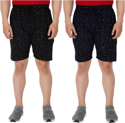 Guide Printed Men Black, Dark Blue Bermuda Shorts