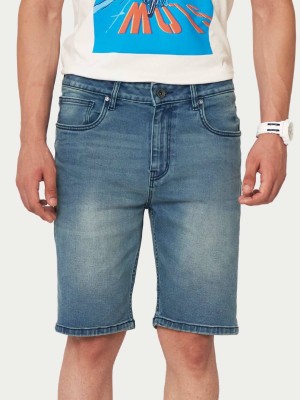 ROYAL ENFIELD Solid Men Blue Denim Shorts