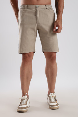 24 Street Solid Men Khaki Casual Shorts