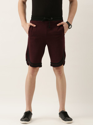 ARISE Self Design Men Maroon Casual Shorts