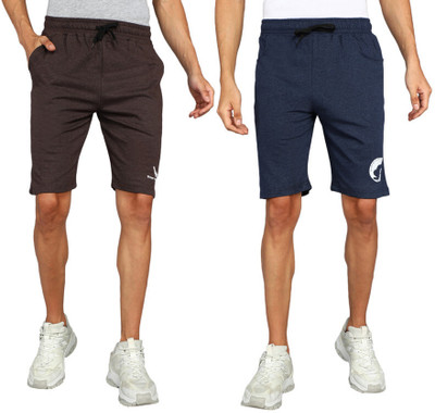 GYRFALCON Printed Men Brown, Blue Regular Shorts