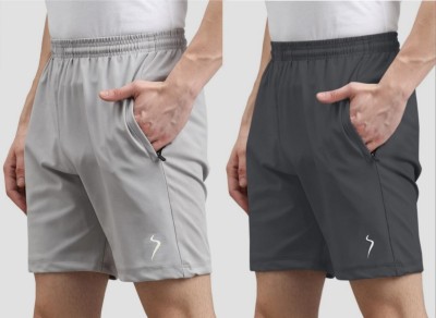 karwa Solid Men Grey, Dark Grey Sports Shorts
