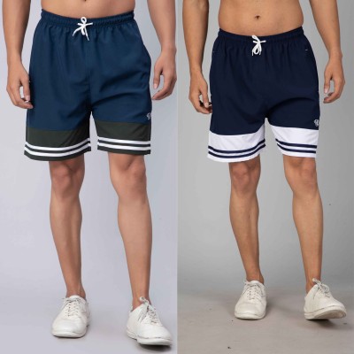 We Perfect Solid Men Blue, Blue Basic Shorts