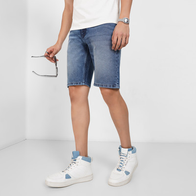 SF Jeans by Pantaloons Solid Men Blue Basic Shorts