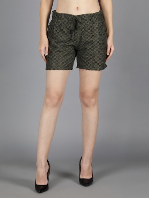 MISCHKA Solid Women Dark Green Basic Shorts