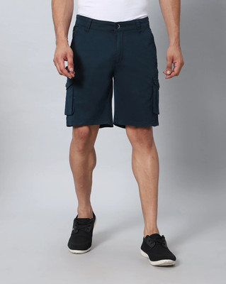 Hence Solid Men Dark Blue Cargo Shorts