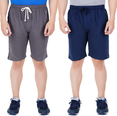 Guide Solid Men Grey, Blue Regular Shorts