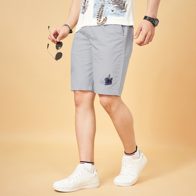 Urban Ranger by Pantaloons Solid Men Silver Regular Shorts