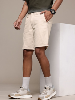 Roadster Solid Men Beige Chino Shorts