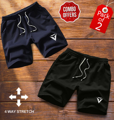 Plus91 Solid Men Blue, White Regular Shorts