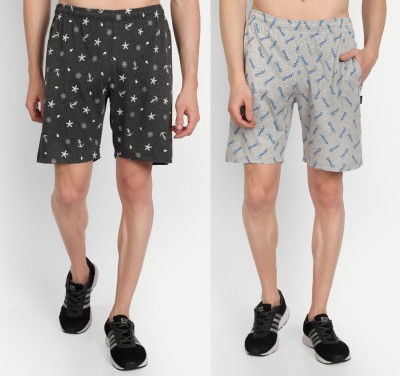 Zeffit Printed Men Multicolor, Grey Bermuda Shorts
