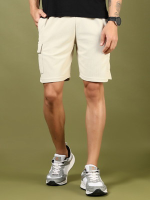 V-MART Self Design Men Beige Regular Shorts