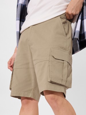 The Souled Store Solid Men Brown Basic Shorts