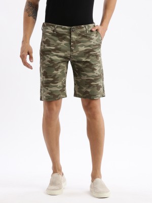 Showoff Printed Men Dark Green Regular Shorts