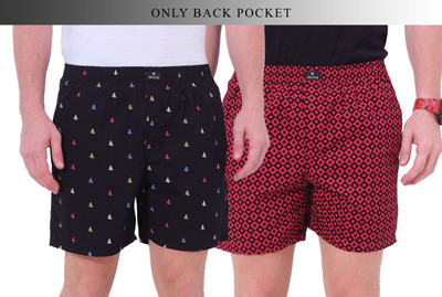 String Printed Men Black, Maroon Boxer Shorts
