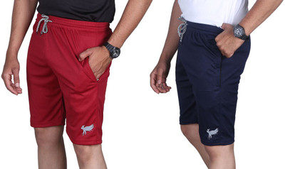 Anjaneya Solid Men Red, Maroon Regular Shorts