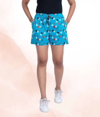 StyleAone Printed Women Blue Regular Shorts