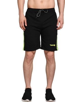 nomKLER Striped Men Black Sports Shorts