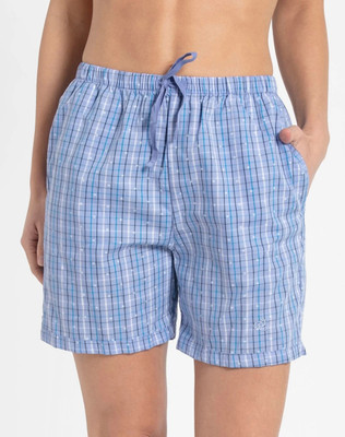 JOCKEY Checkered Women Blue Boxer Shorts