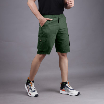 FLIIP TRADING Solid Men Green Cargo Shorts