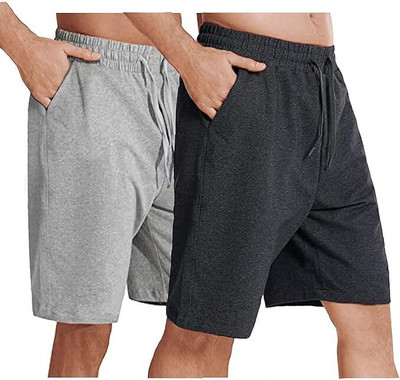 Peach Blossom Solid Men Grey Casual Shorts