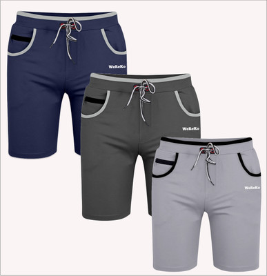VINTHON Self Design Men Dark Blue, Dark Grey, Silver Regular Shorts