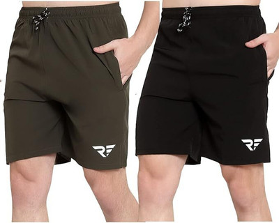 RED-FOST Solid Men Black Sports Shorts