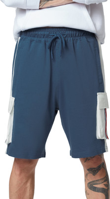 The Souled Store Solid Men Blue Regular Shorts