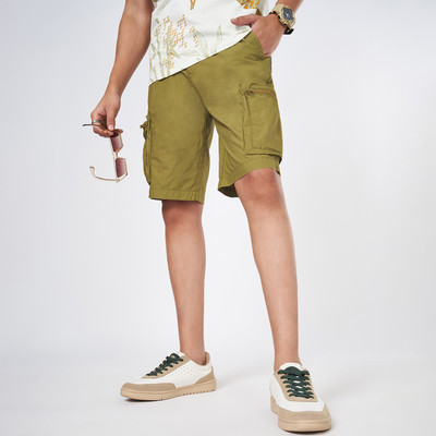 Urban Ranger by Pantaloons Printed Men Green Basic Shorts